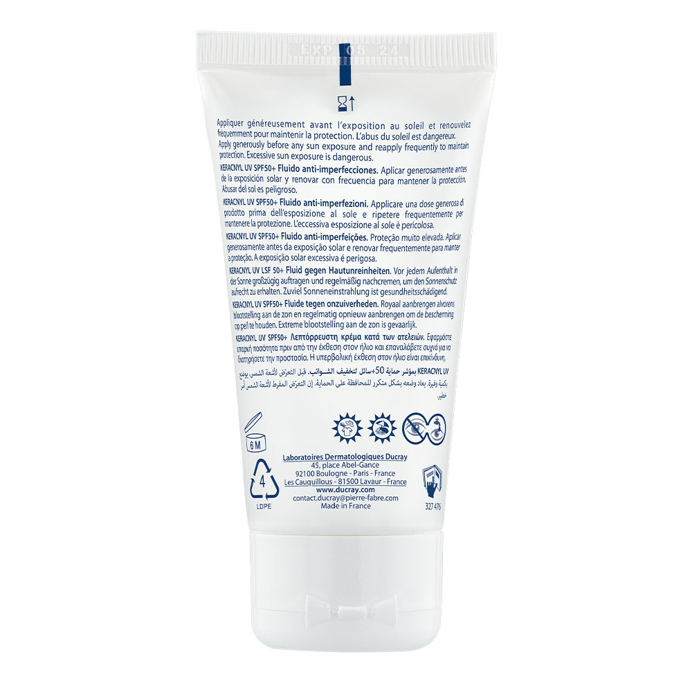 Ducray Keracnyl, UV fluid za zaščito kože pred soncem za obraz - ZF 50+ (50 ml)