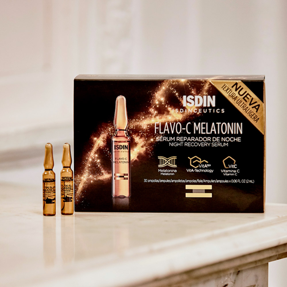 ISDIN Isdinceutics Flavo-C Melatonin, nočni obnovitveni serum - ampule (10 x 2 ml)