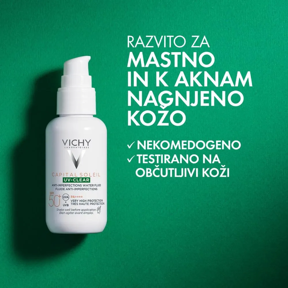 Vichy Capital Soleil UV-Clear, fluid za zaščito pred soncem proti nepravilnostim - ZF50+ (40 ml)