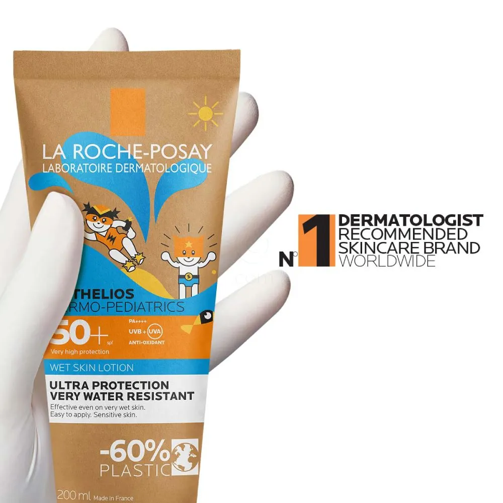 LRP Anthelios Dermo Pediatrics Wet Skin, losjon za zaščito pred soncem za mokro in suho kožo za otroke - ZF50+ (200 ml) 
