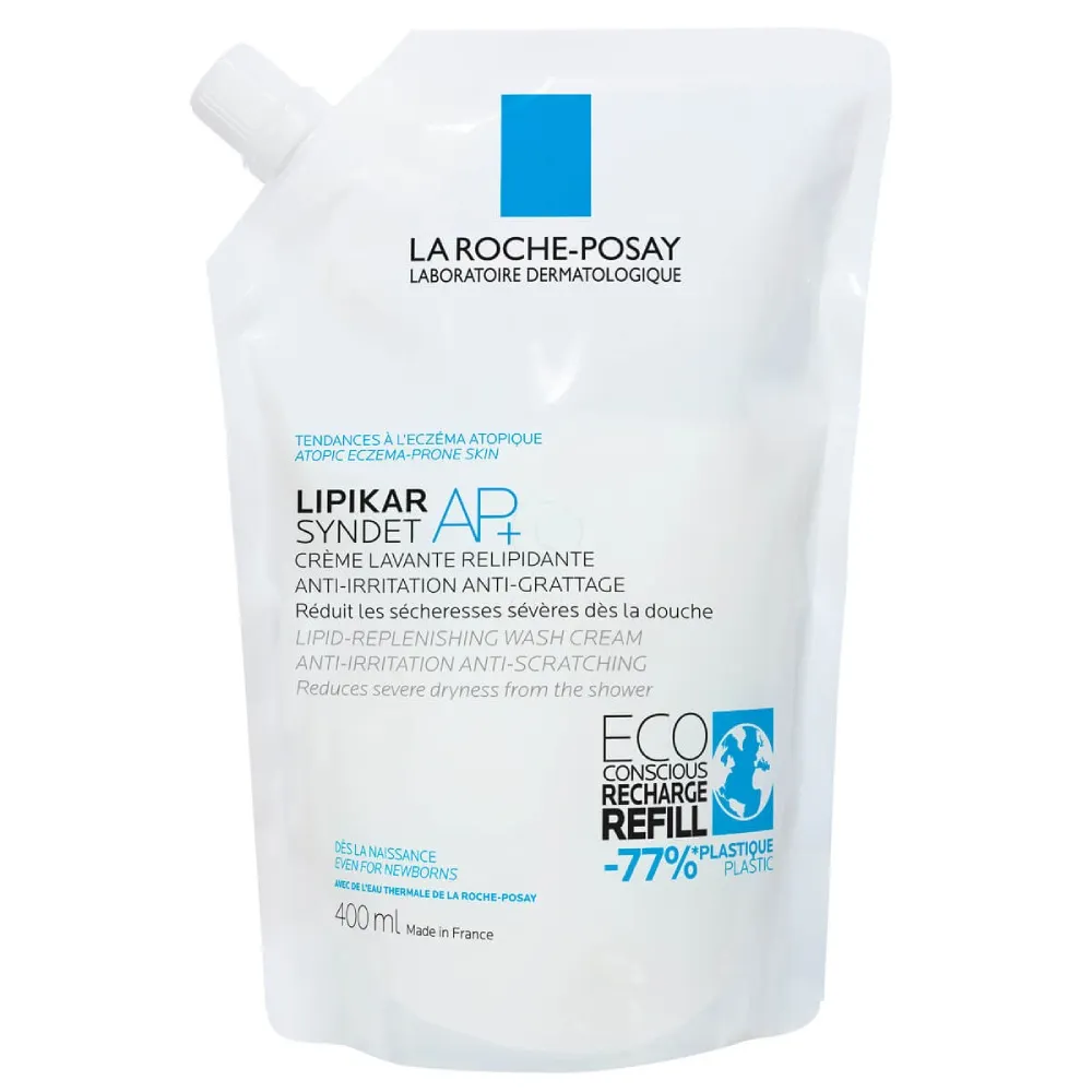 LRP Lipikar Syndet AP+, gel za umivanje telesa - Eco Refill (400 ml)