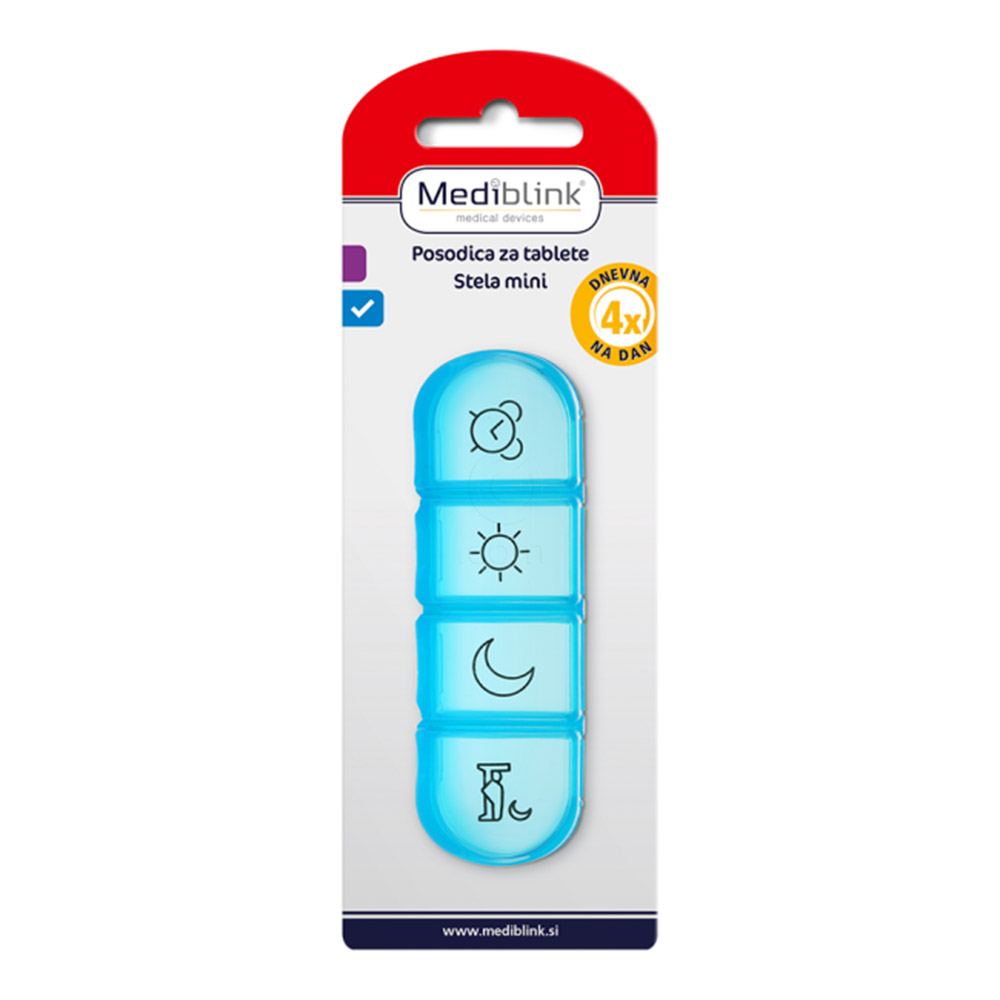 Mediblink Stela mini modra M020, dnevna posodica za tablete - 4x/dan (1 kos)