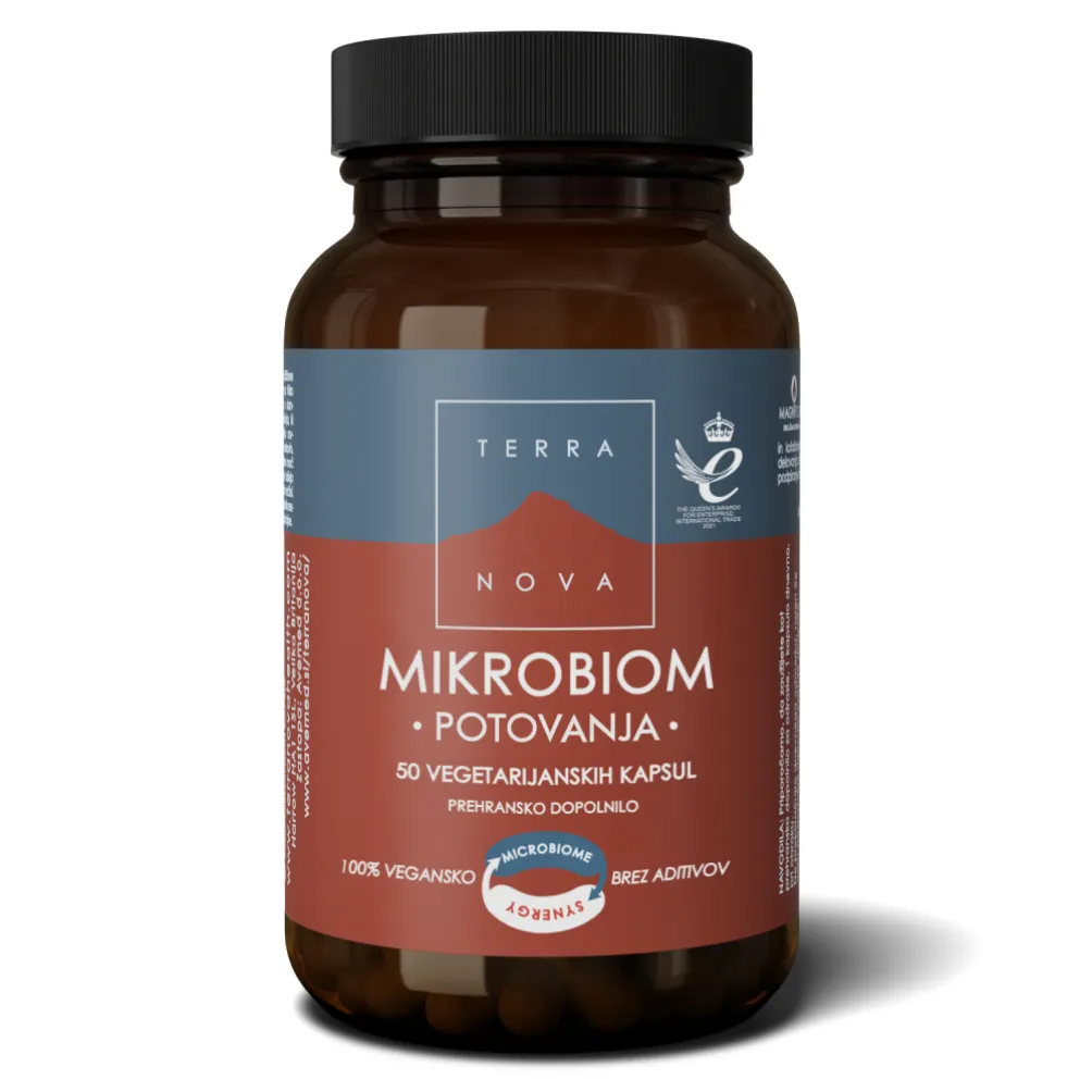 Terranova Mikrobiom Potovanj kompleks, kapsule (50 vegetarijanskih kapsul)