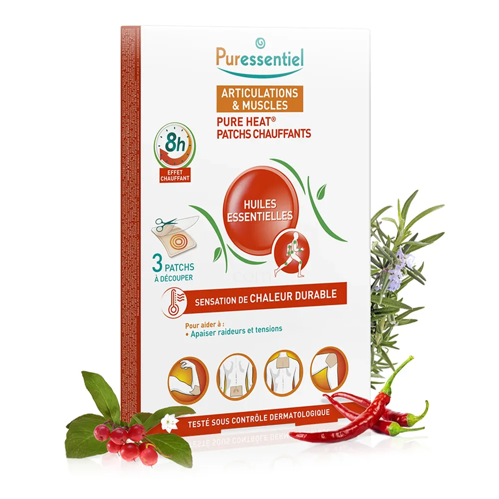 Puressentiel Muscles&Joints Pure Heat, grelni obliž za mišice in sklepe (3 obliži)