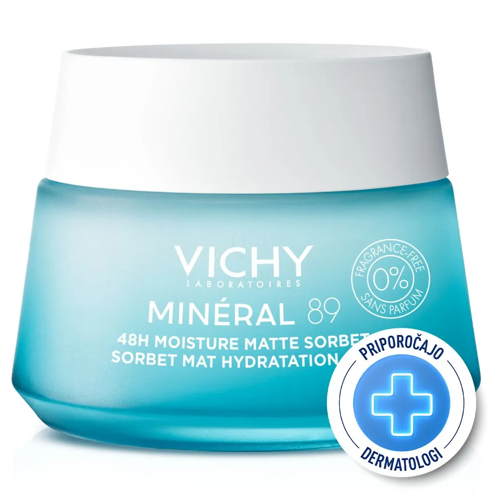 Vichy Mineral 89 Matte Sorbet, matirni gel za 48-vlaženje (50 ml)