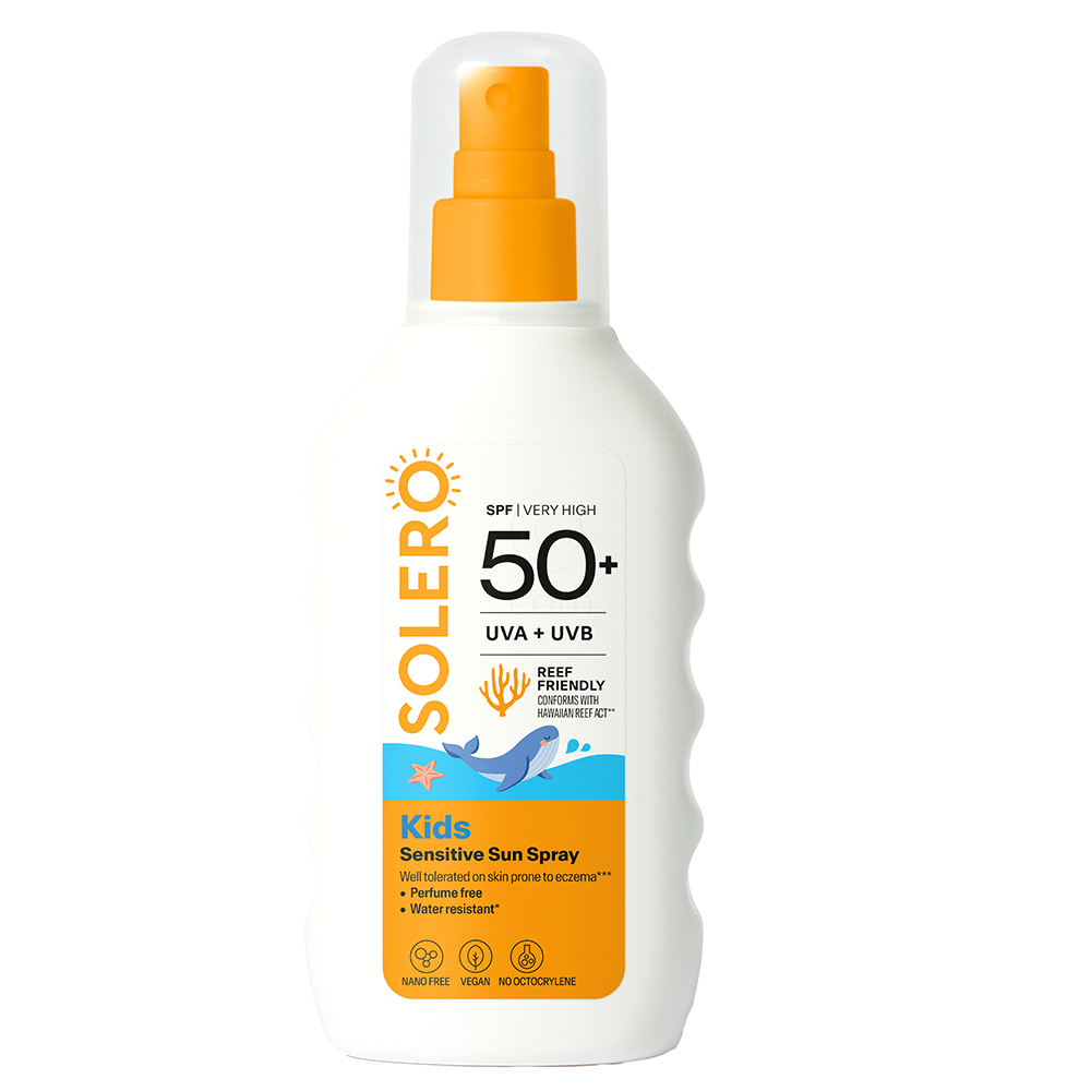 Solero Kids Sensitive, pršilo za zaščito občutljive otroške kože pred soncem - ZF50+ (200 ml)