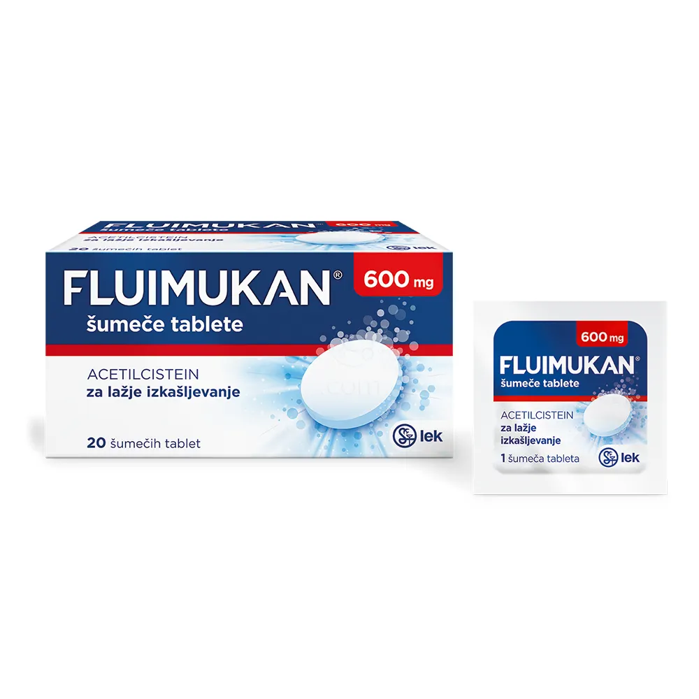 Fluimukan 600 mg, šumeče tablete (20 šumečih tablet)