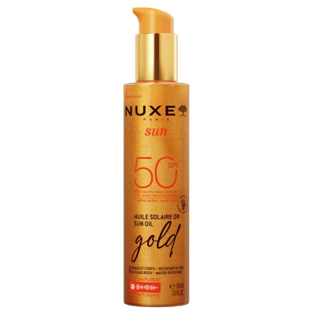 Nuxe Sun Oil Gold, olje z bleščicami za obraz in telo - ZF 50 (150 ml) 