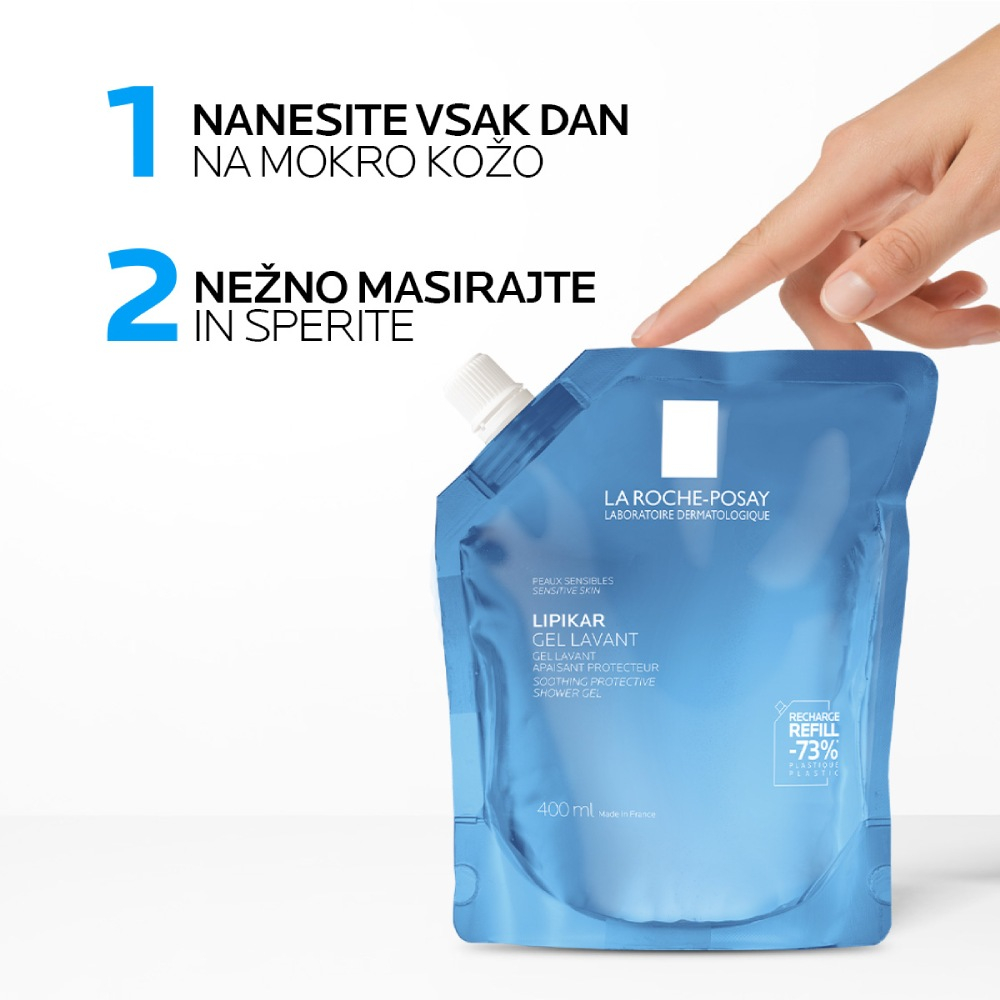 LRP Lipikar, gel Lavant za prhanje za občutljivo in suho kožo - Refill (400 ml)