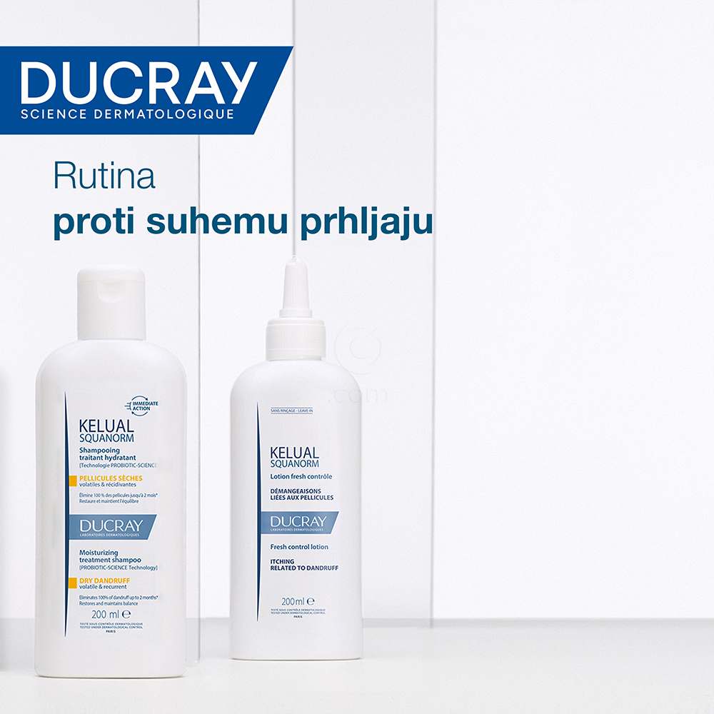 Ducray Kelual Squanorm, vlažilni šampon proti suhemu prhljaju (200 ml)