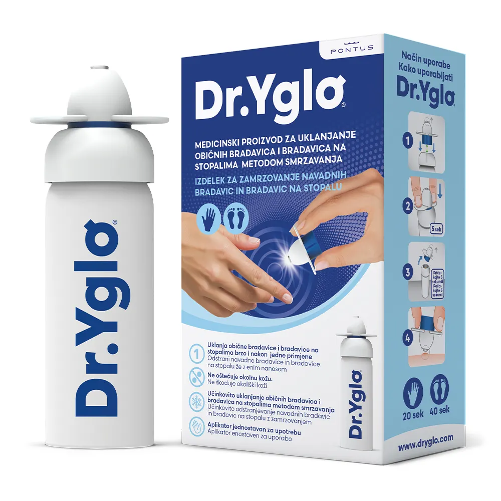 Dr. Yglo, plin za zamrzovanje navadnih bradavic in bradavic na stopalih (50 ml)