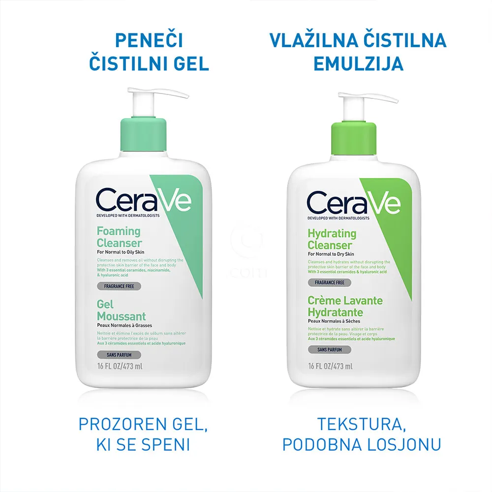 CeraVe, peneči čistilni gel za obraz za normalno do mastno kožo (473 ml)