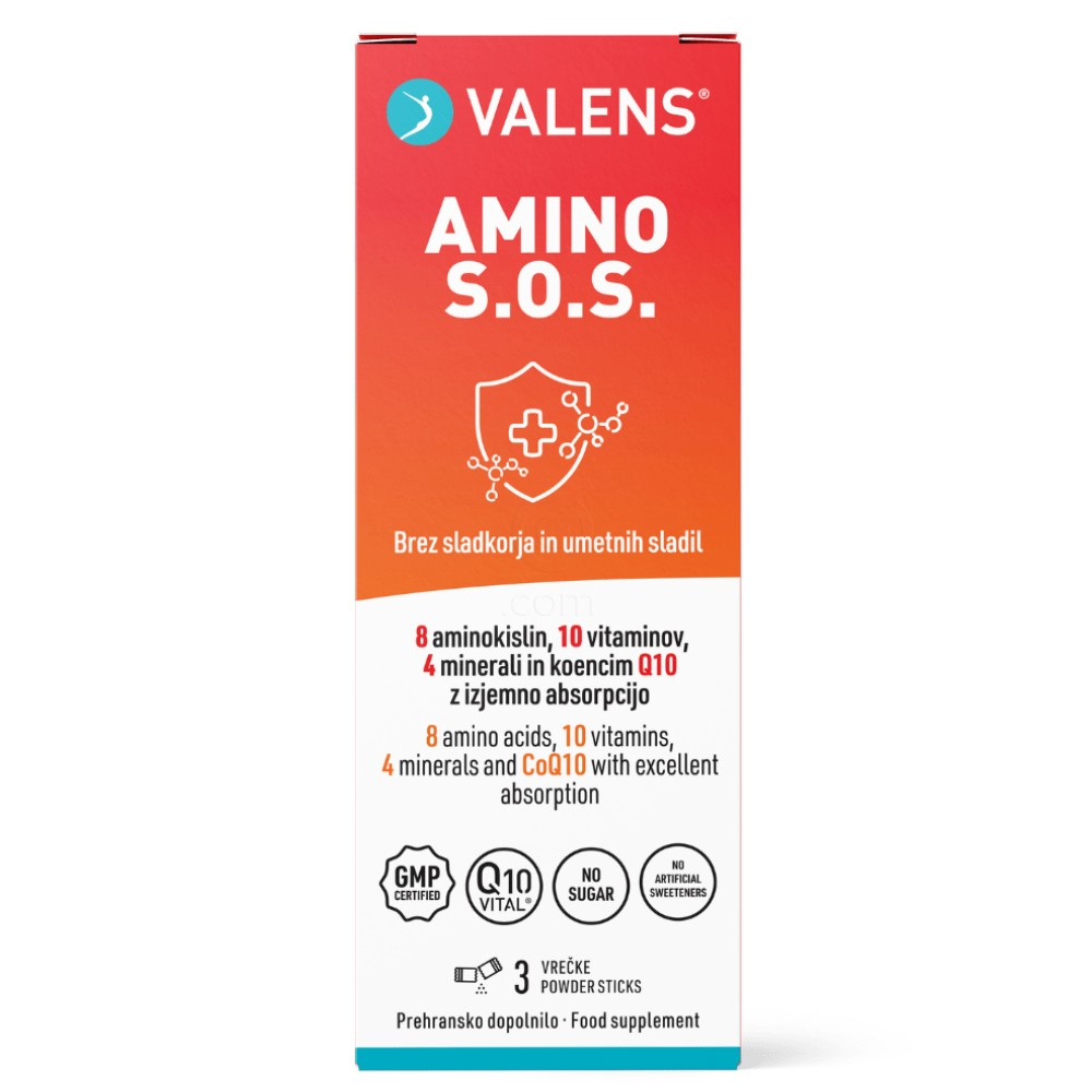 Valens Amino S.O.S., prašek za pripravo napitka - vrečke (3 x 16 g)