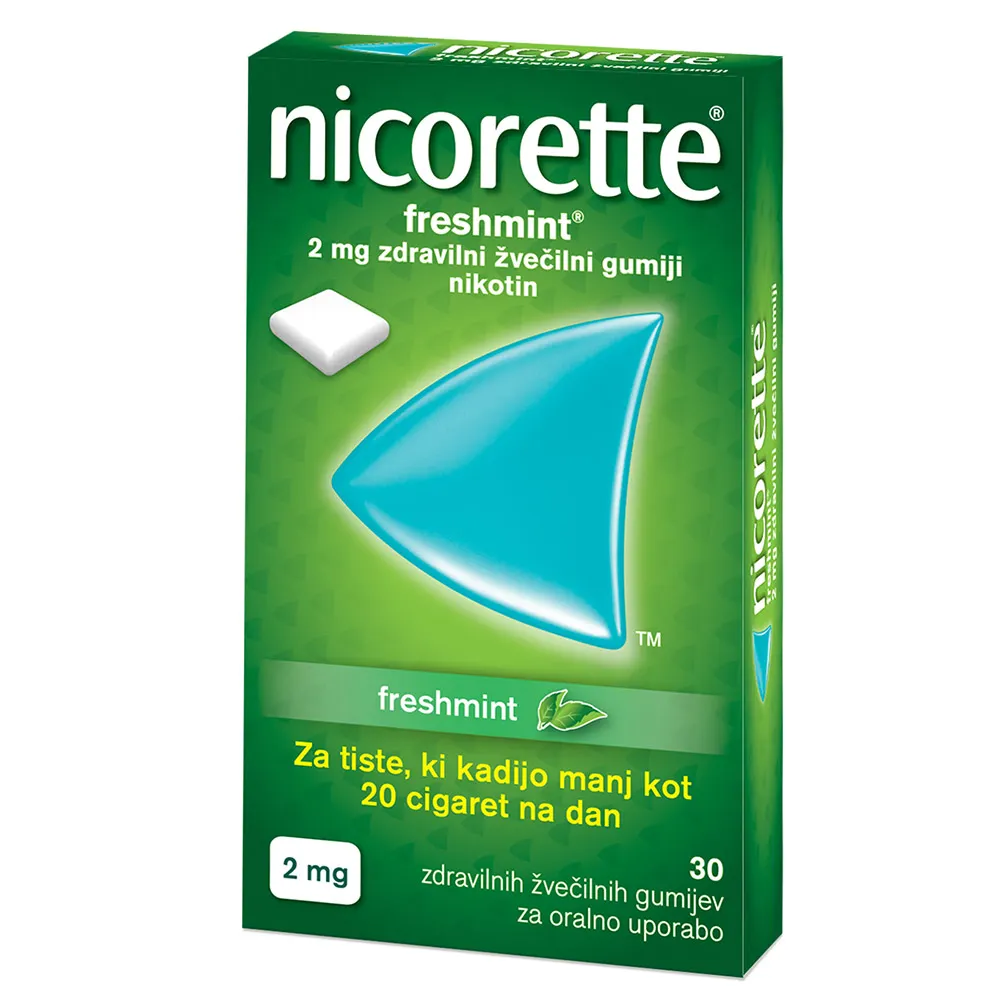 Nicorette Freshmint, 2 mg zdravilni žvečilni gumiji