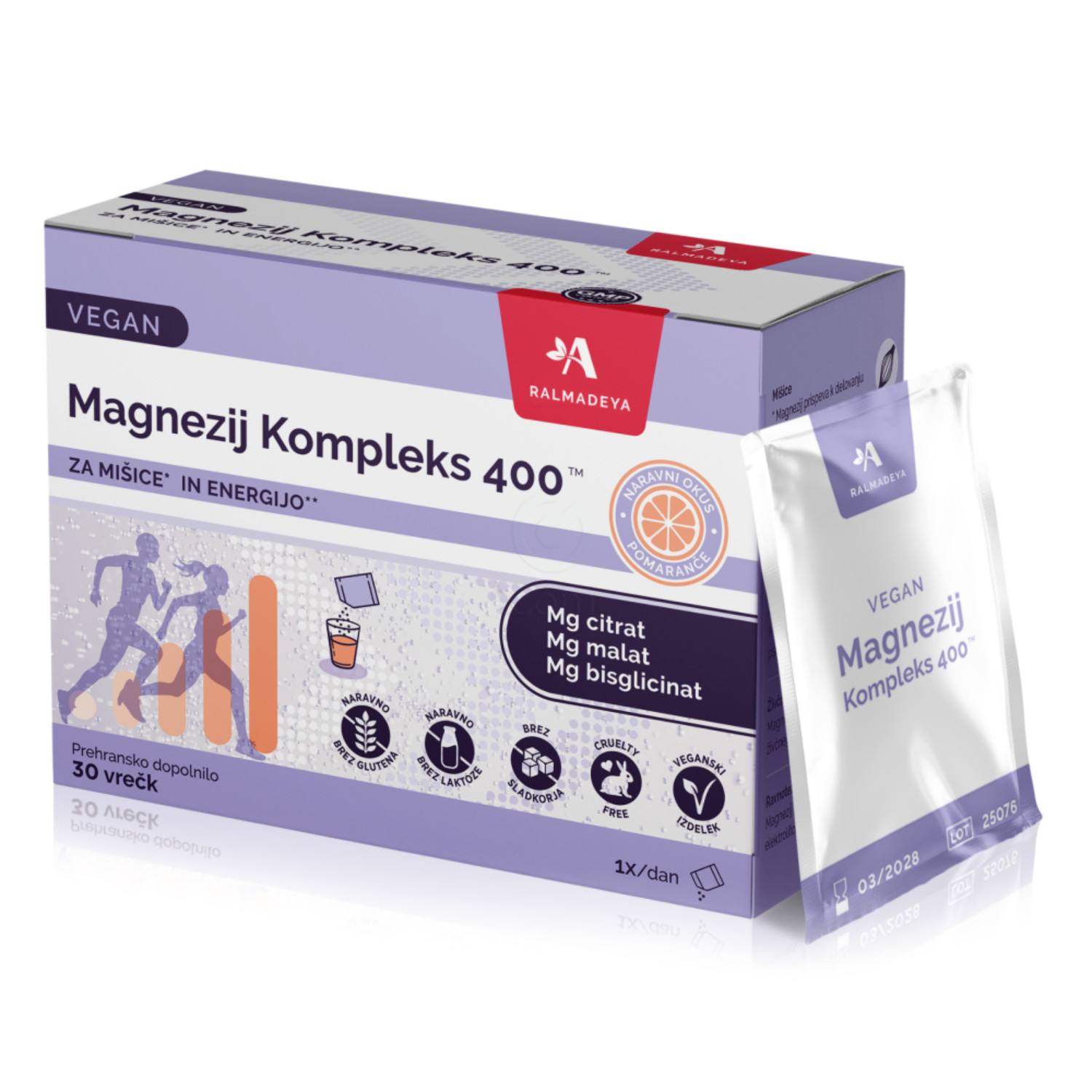 Almadea Magnezij Kompleks 400, prašek - vrečke (30 vrečk)