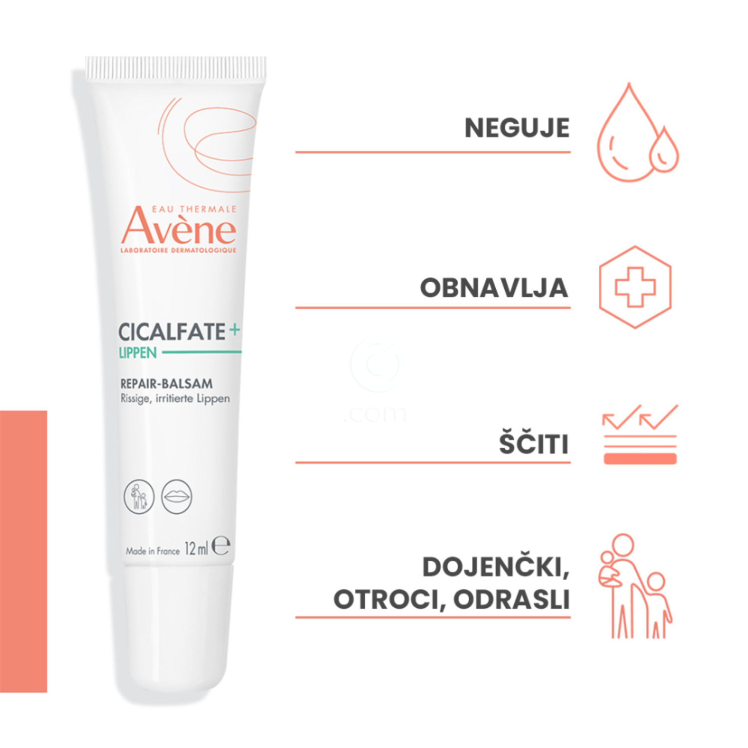 Avène Cicalfate+, obnavljajoči balzam za ustnice (12 ml)
