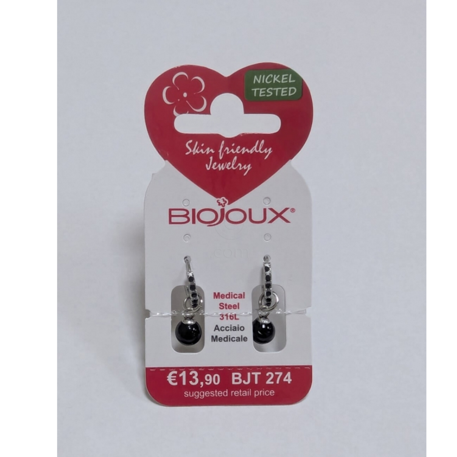 Biojoux, uhani iz kirurškega jekla - Brooklyn črna perla - BJT274 (2 uhana)
