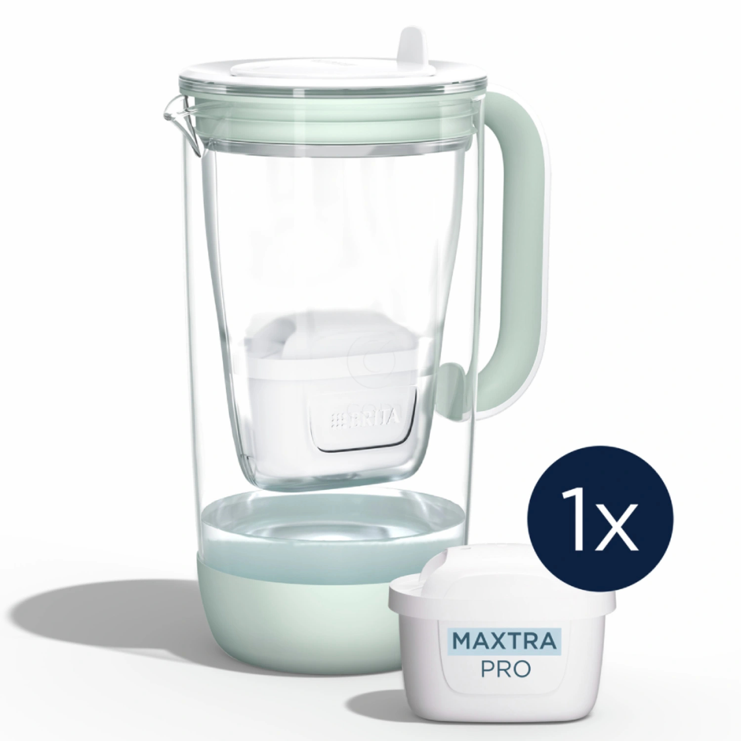 Brita Glass One 60th Anniversary Edition, stekleni vrč za filtriranje vode - zelen - 2,5 l (1 komplet)