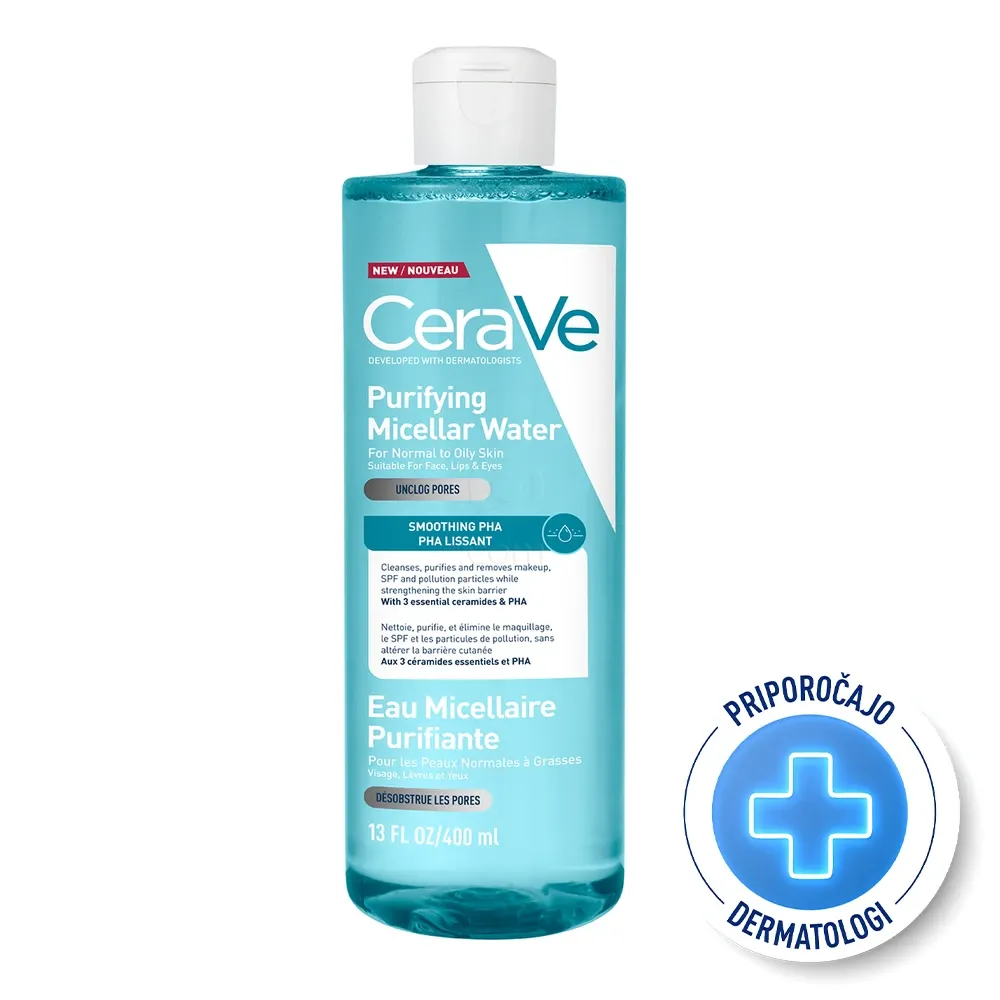 CeraVe, čistilna micelarna voda za normalno do mastno kožo (400 ml)