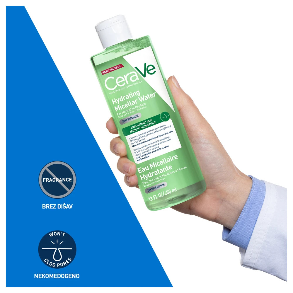 CeraVe, vlažilna micelarna voda za normalno do suho kožo (400 ml)