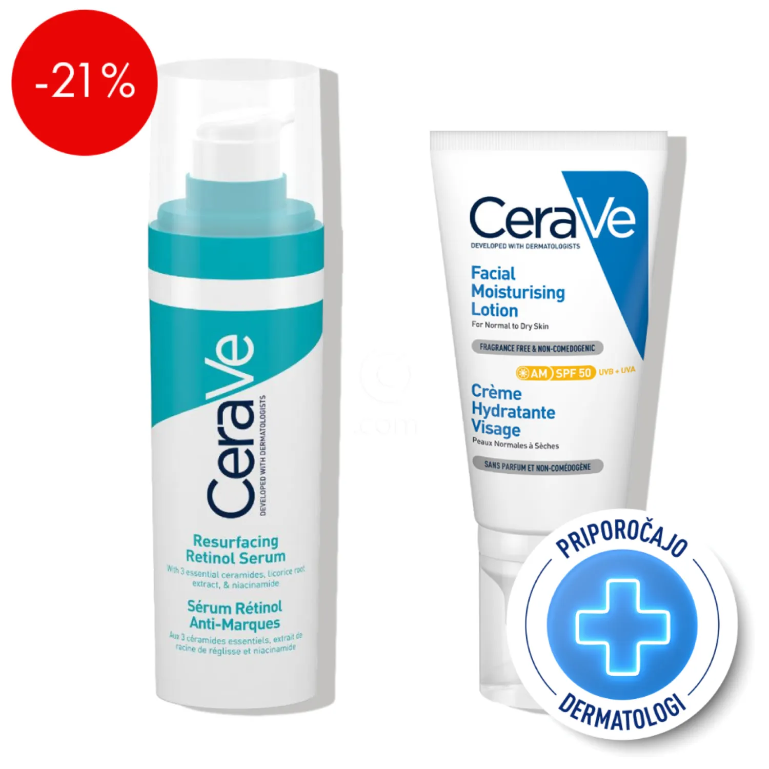 Ne objavljaj: CeraVe, protokol nege obraza z retinolom za enoten videz kože - nega in zaščita pred soncem (30 ml + 52 ml)