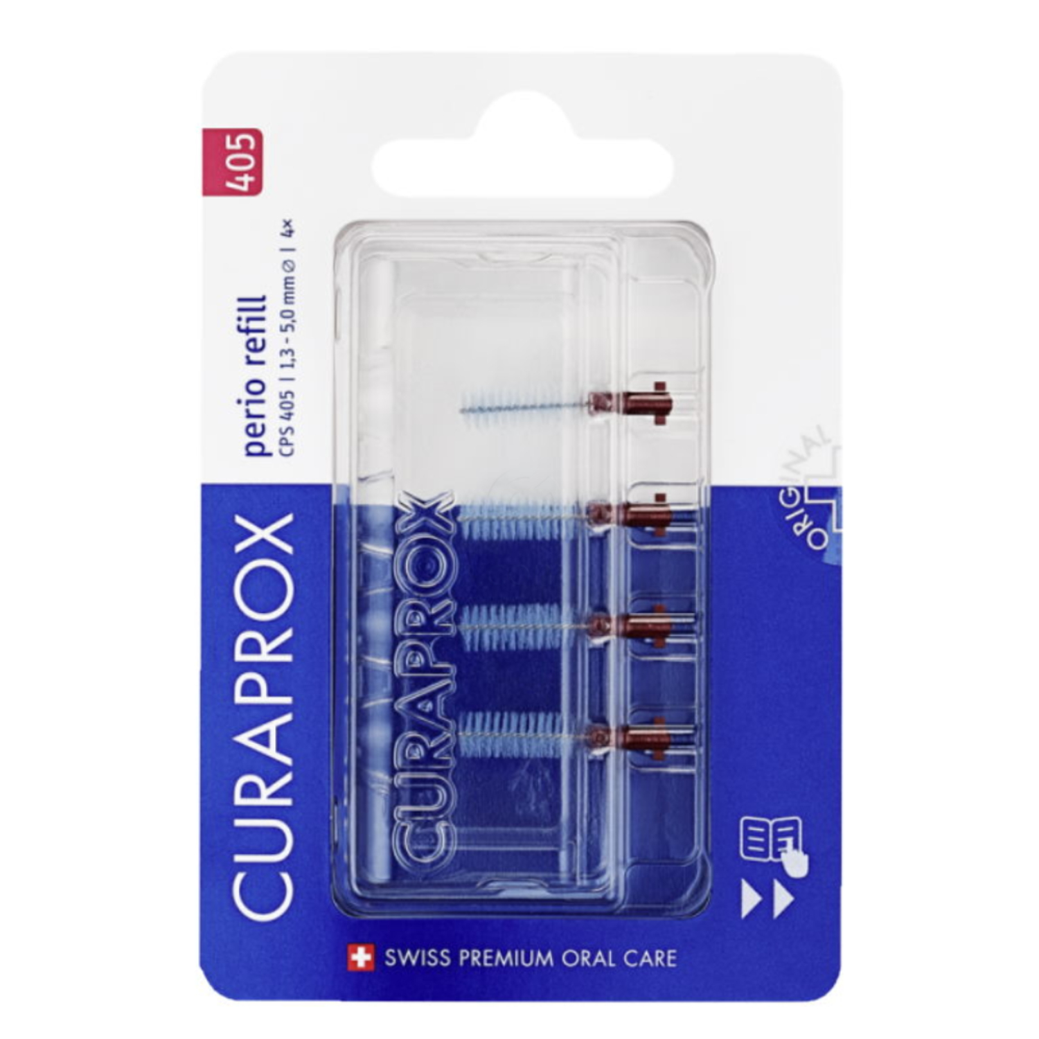 Curaprox CPS 405 perio refill, medzobne ščetke za večje medzobne prostore (4 medzobne ščetke)