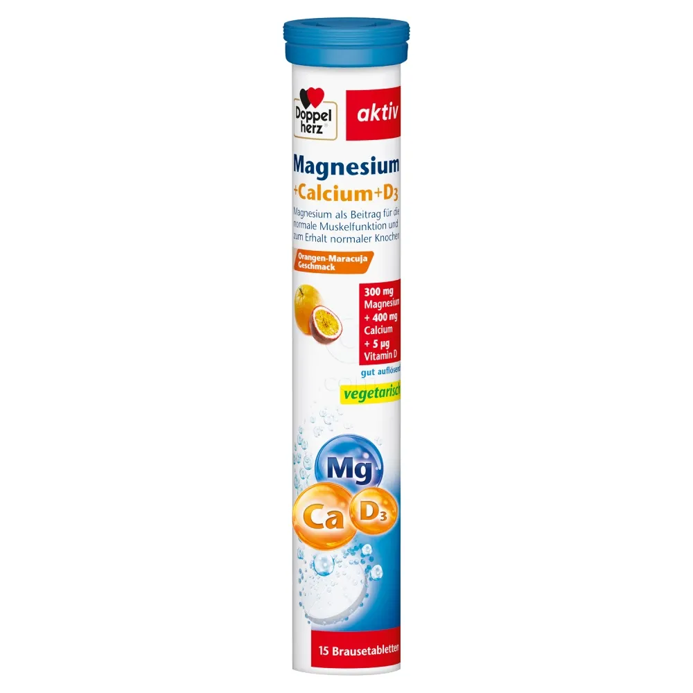 Doppelherz Aktiv Magnezij + Kalcij + D3, šumeče tablete (15 tablet)