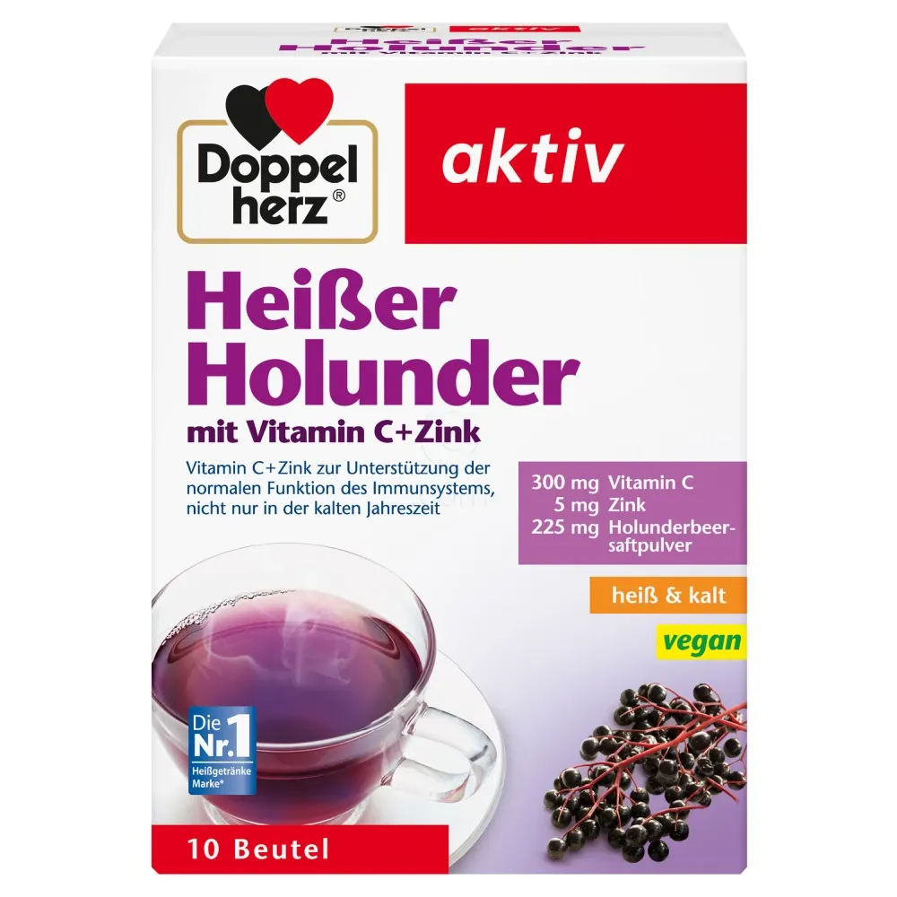 Doppelherz Aktiv, vroči napitek črni bezeg (10 vrečic)