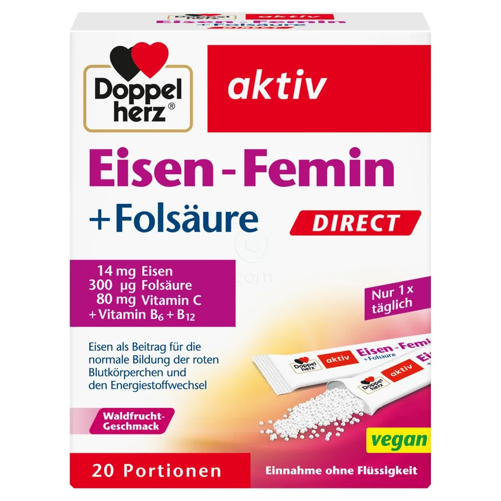 Doppelherz aktiv Železo Femin direkt, vrečke (20 vrečk)