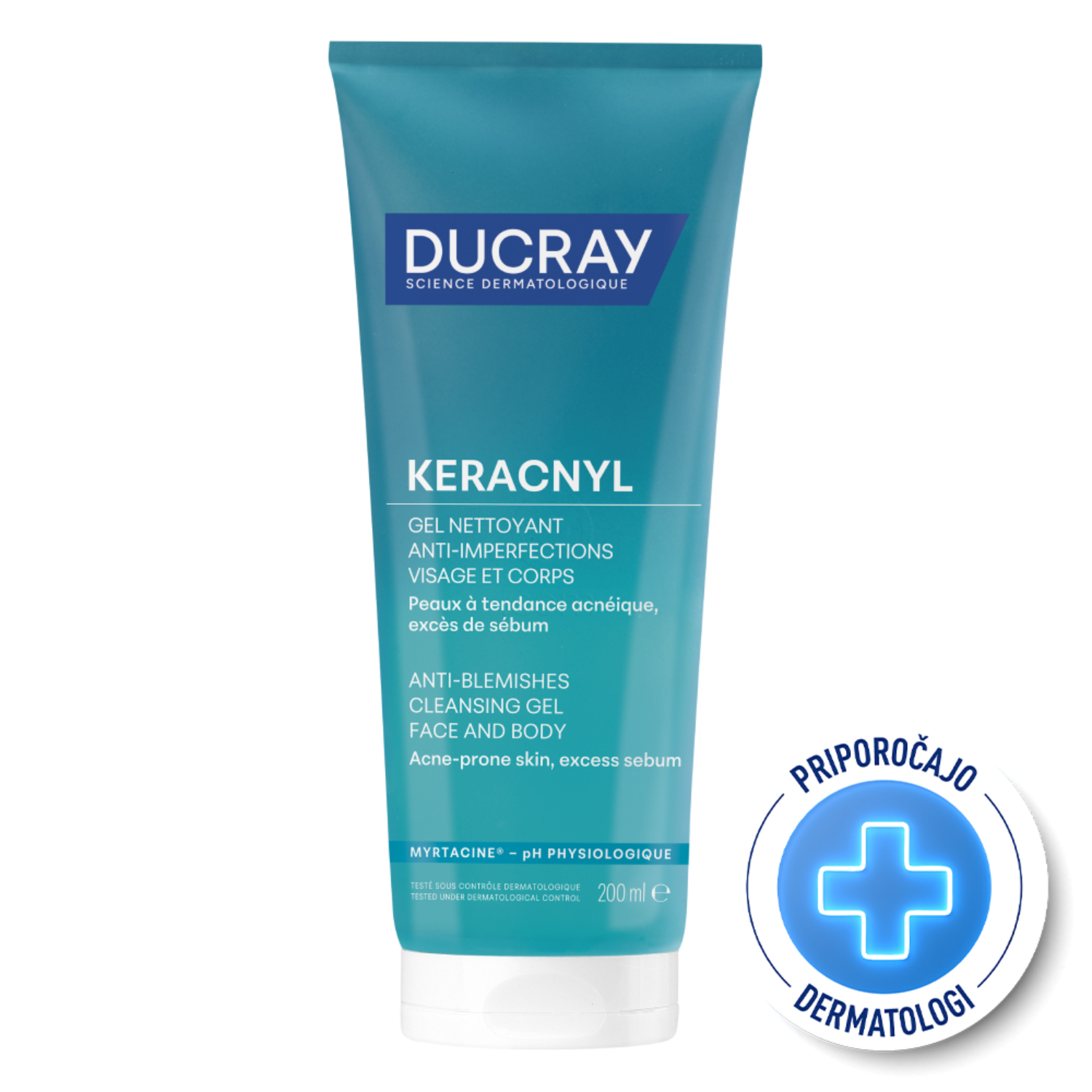 Ducray Keracnyl, peneči čistilni gel za mastno kožo (200 ml)