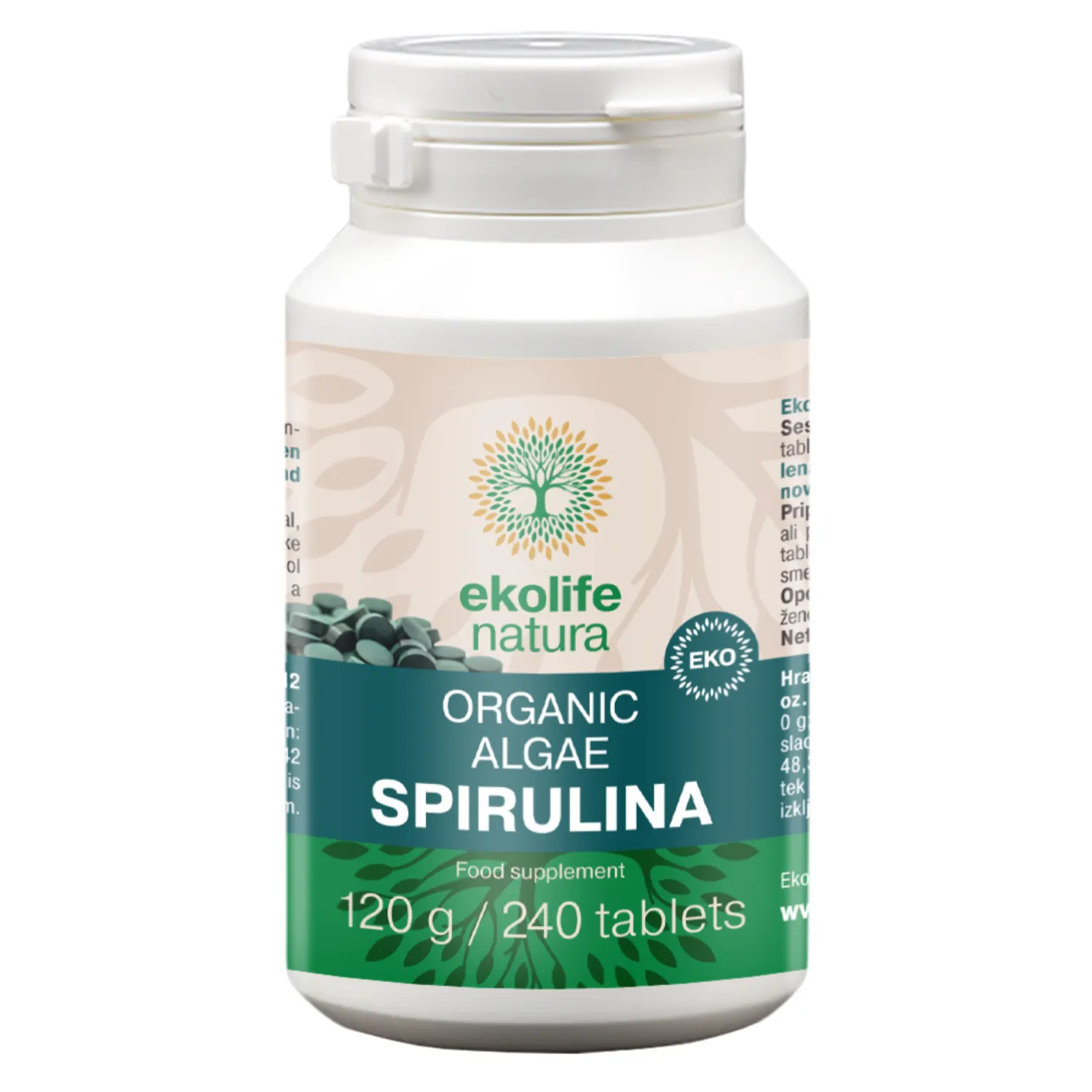 Ekolška alga Spirulina Ekolife Natura, tablete (240 tablet)