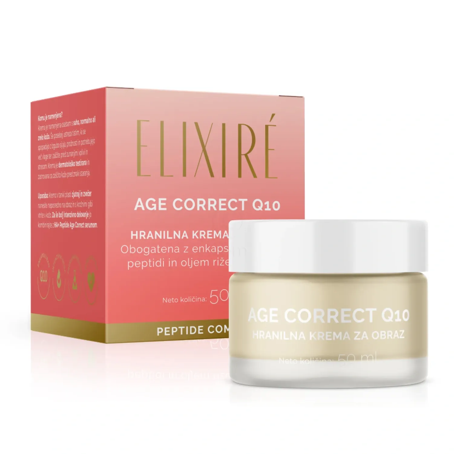 Elixiré Age Correct Q10, hranilna krema za obraz za mladosten videz (50 ml)