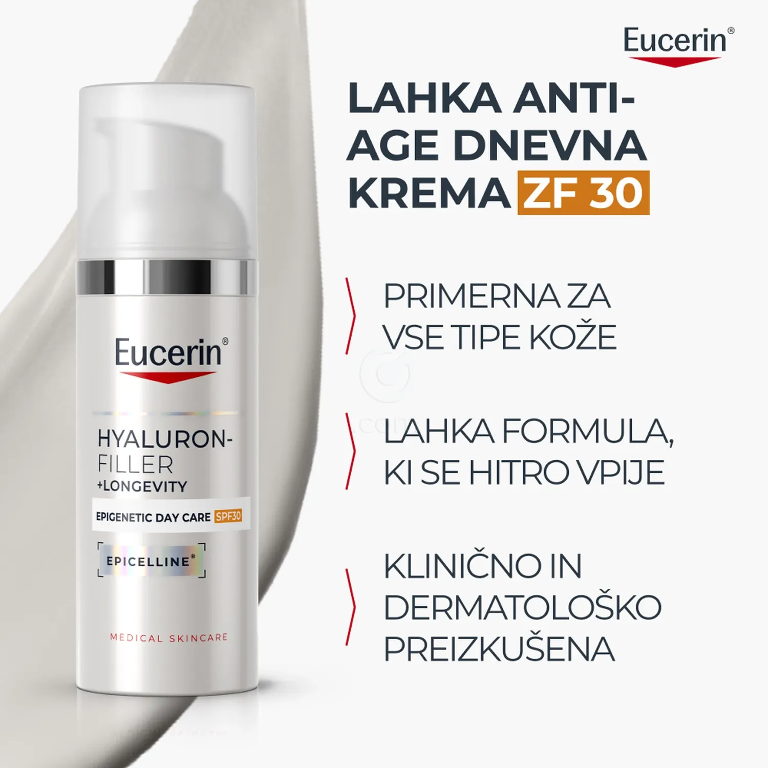 Eucerin Hyaluron-Filler + Longevity Epigenetic, dnevna krema ZF 30 (50 ml)