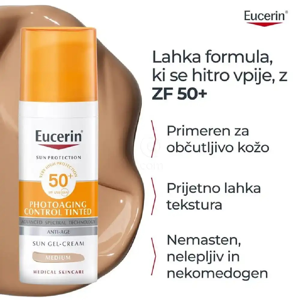 Eucerin Sun Photoaging Control, fluid za obraz v odtenku Medium - ZF 50+ (50 ml)