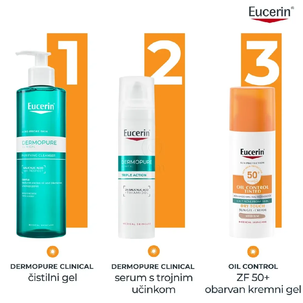 Eucerin Sun Oil Control, obarvan kremni gel za zaščito obraza odtenek Medium - ZF 50+ (50 ml)