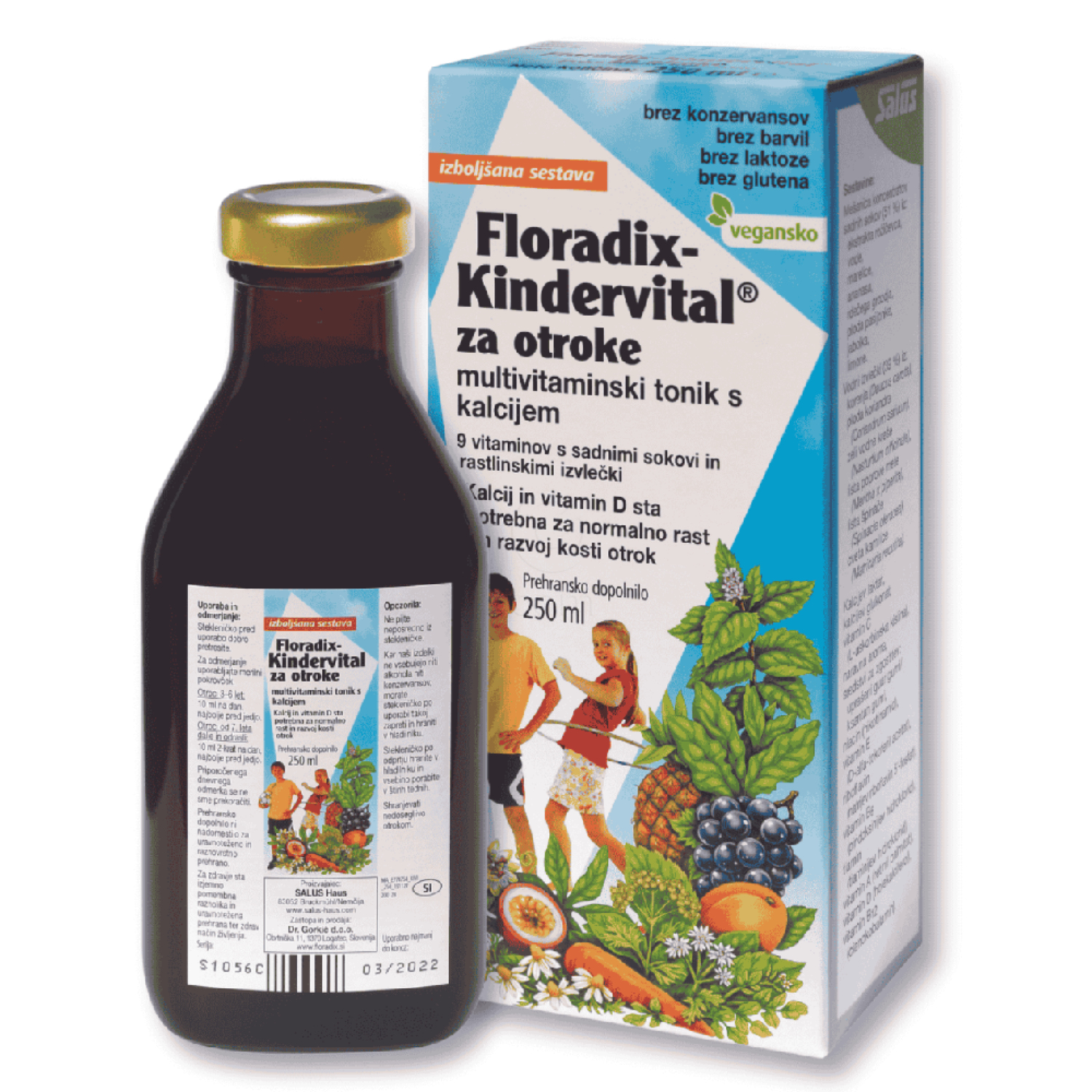 Floradix Kindervital, multivitaminski tonik s kalcijem (250 ml)