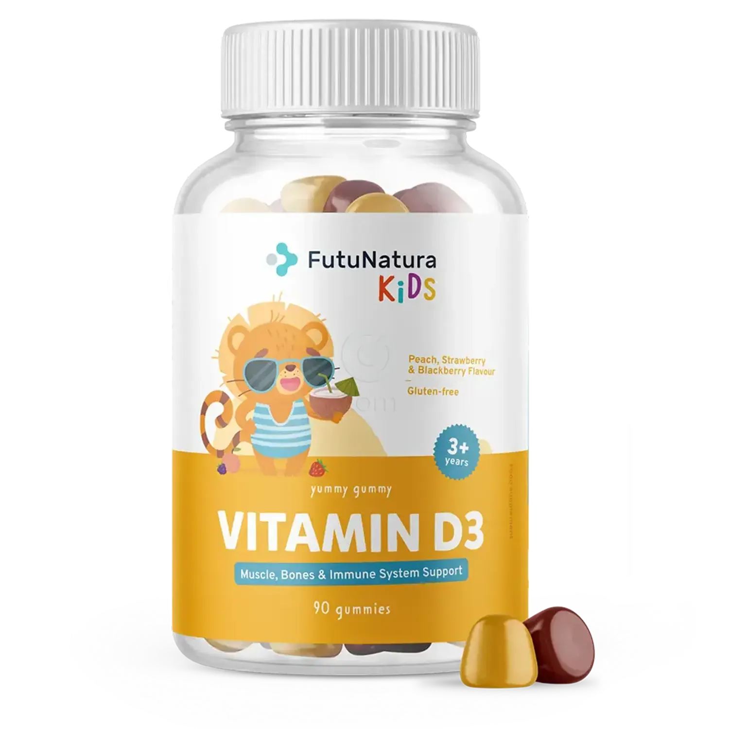 FutuNatura KIDS Vitamin D3 - Gumiji za otroke, prehransko dopolnilo z vitaminom D3 v obliki gumi bonbonov