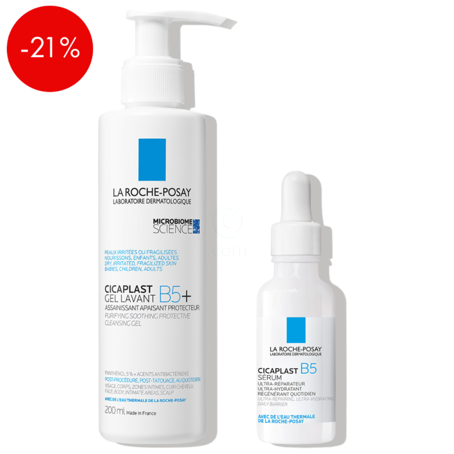 La Roche-Posay Cicaplast, rutina za obnovitev bariere poškodovane in dražene kože obraza (200 ml + 30 ml)