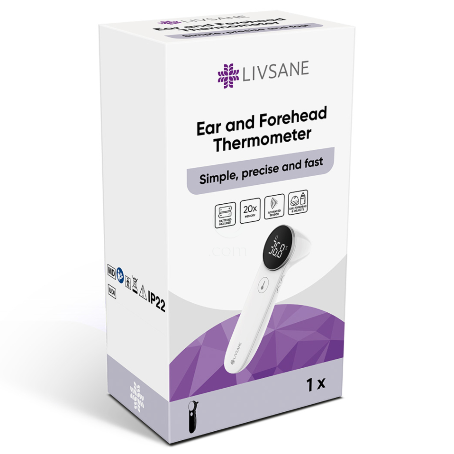 Livsane, termometer za uho in čelo - JPD-FR301 (1 termometer)