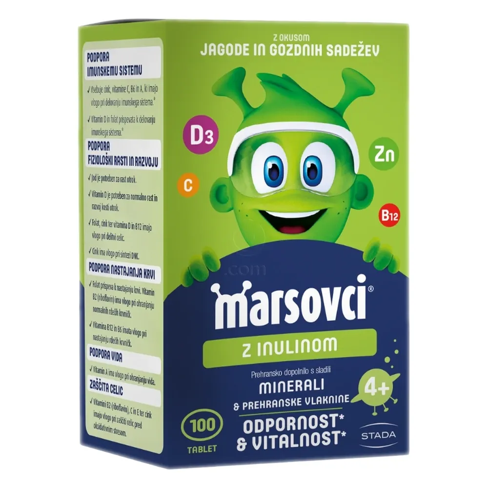 Marsovci, žvečljive tablete z inulinom - okus mix (100 tablet)