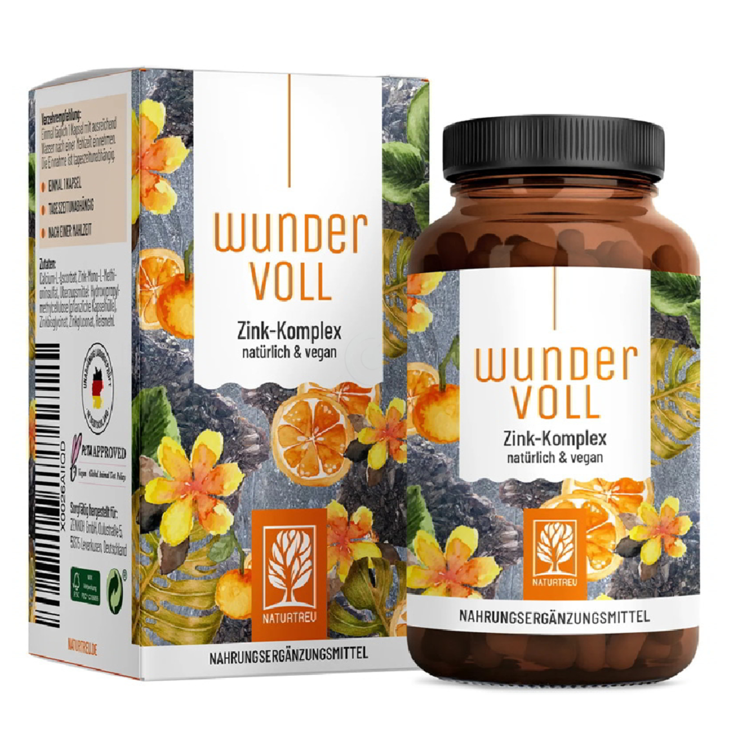 Naturtreu Cink kompleks z vitaminom C, kapsule (90 kapsul)