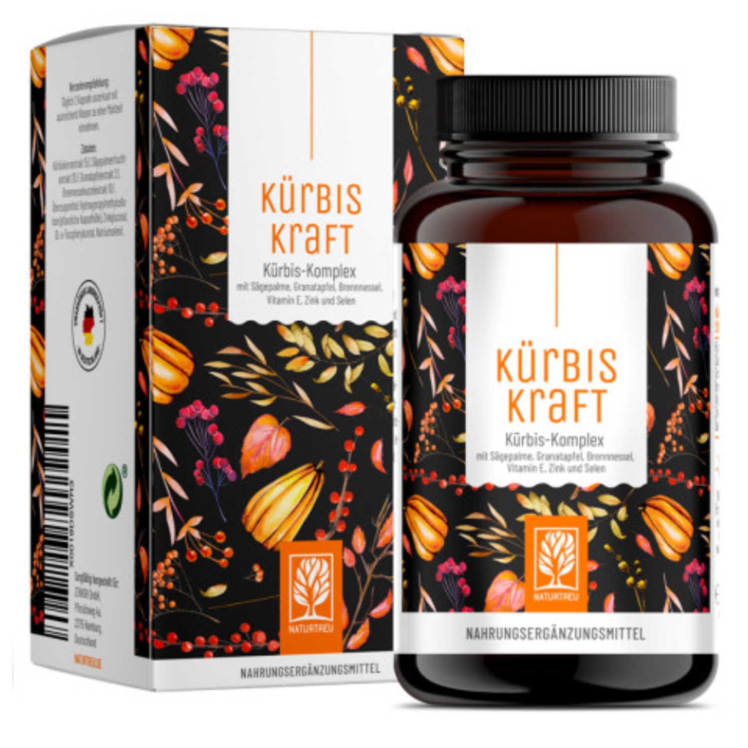 Naturtreu Kompleks iz bučnih semen, palmeta in granatnega jabolka, kapsule (120 kapsul)