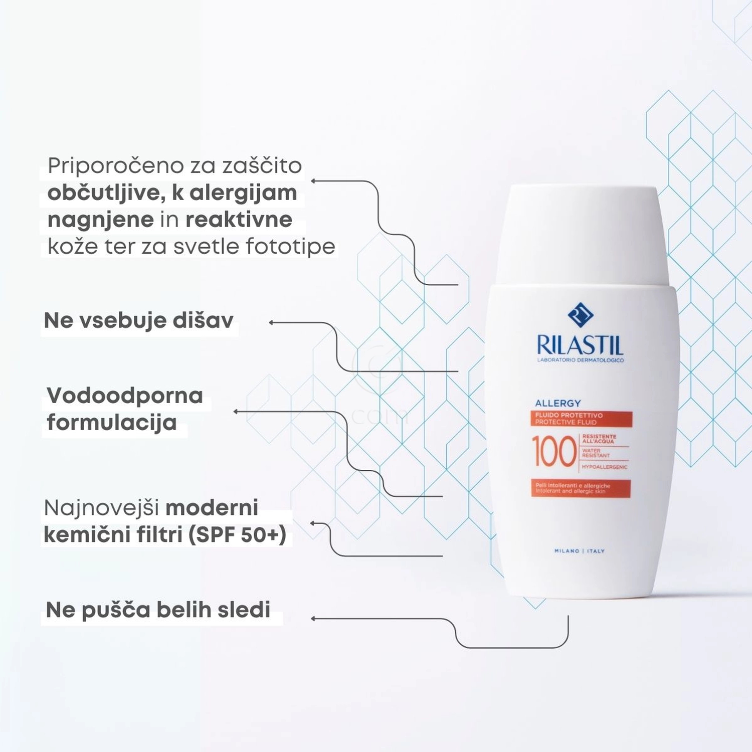 Rilastil Allergy, zaščitni fluid - ZF50+ (50 ml)