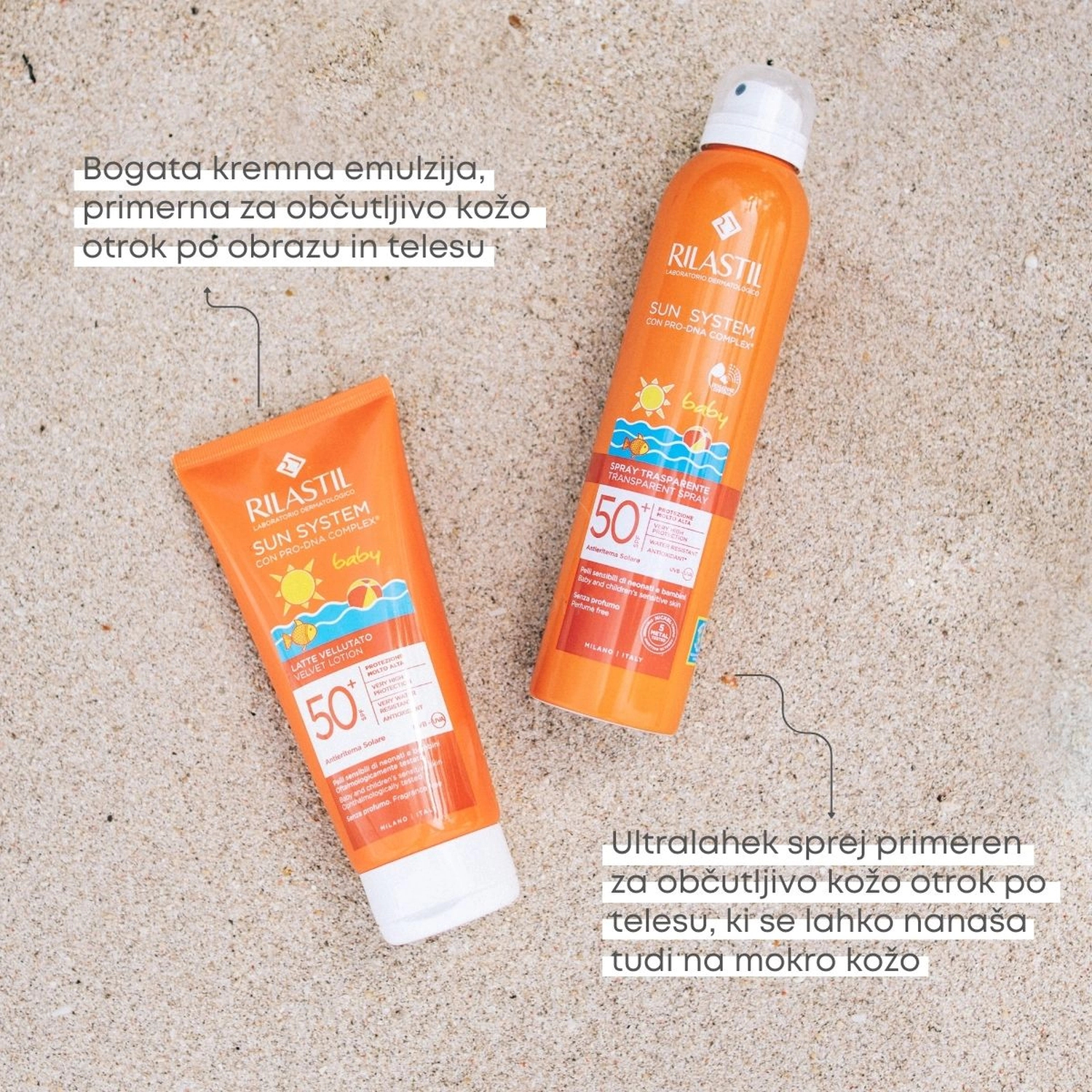 Rilastil Sun System Baby, transparentno zaščitno pršilo - ZF 50+ (200 ml)