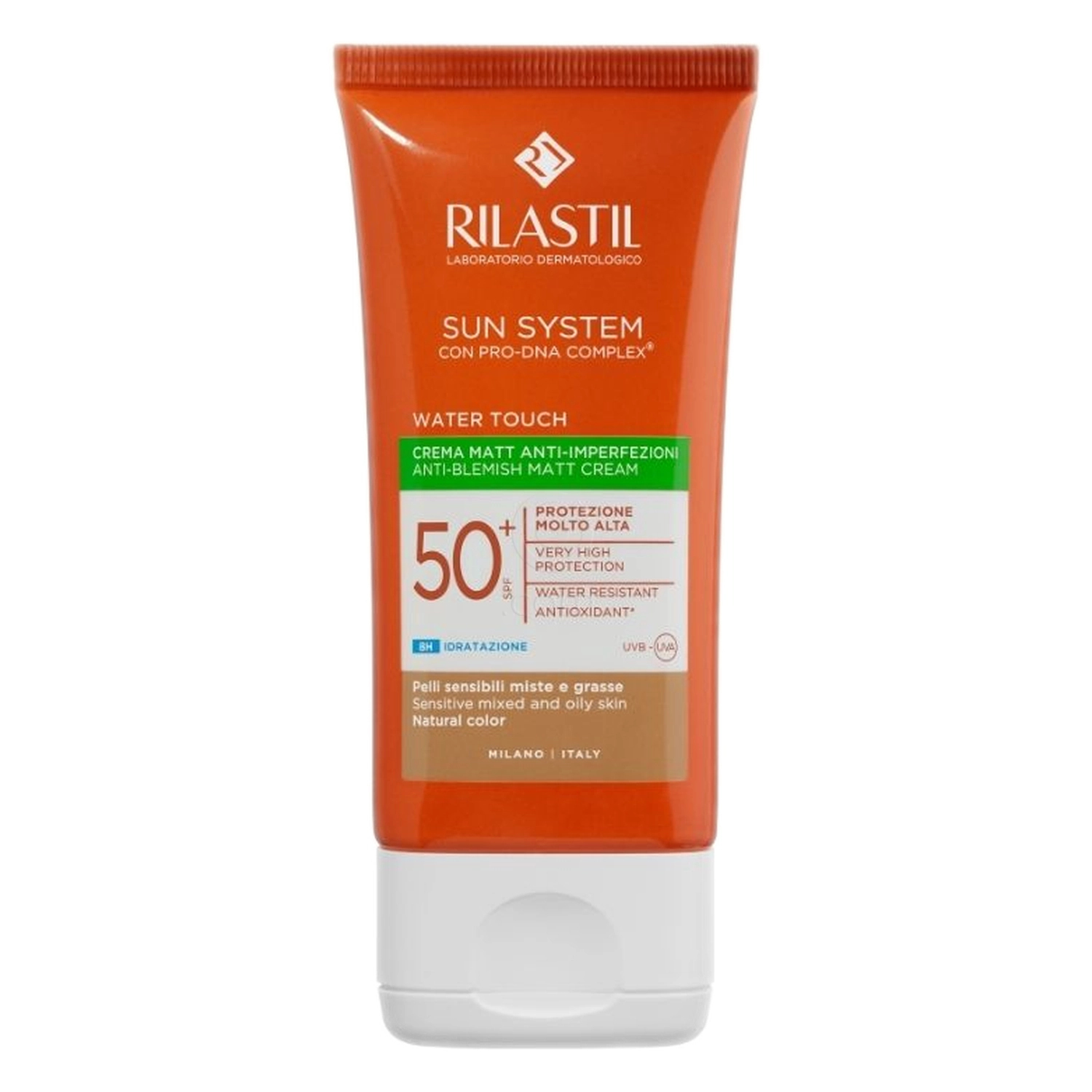 Rilastil Sun System Water Touch Matt, obarvana krema za zaščito pred soncem - ZF50+ (50 ml)