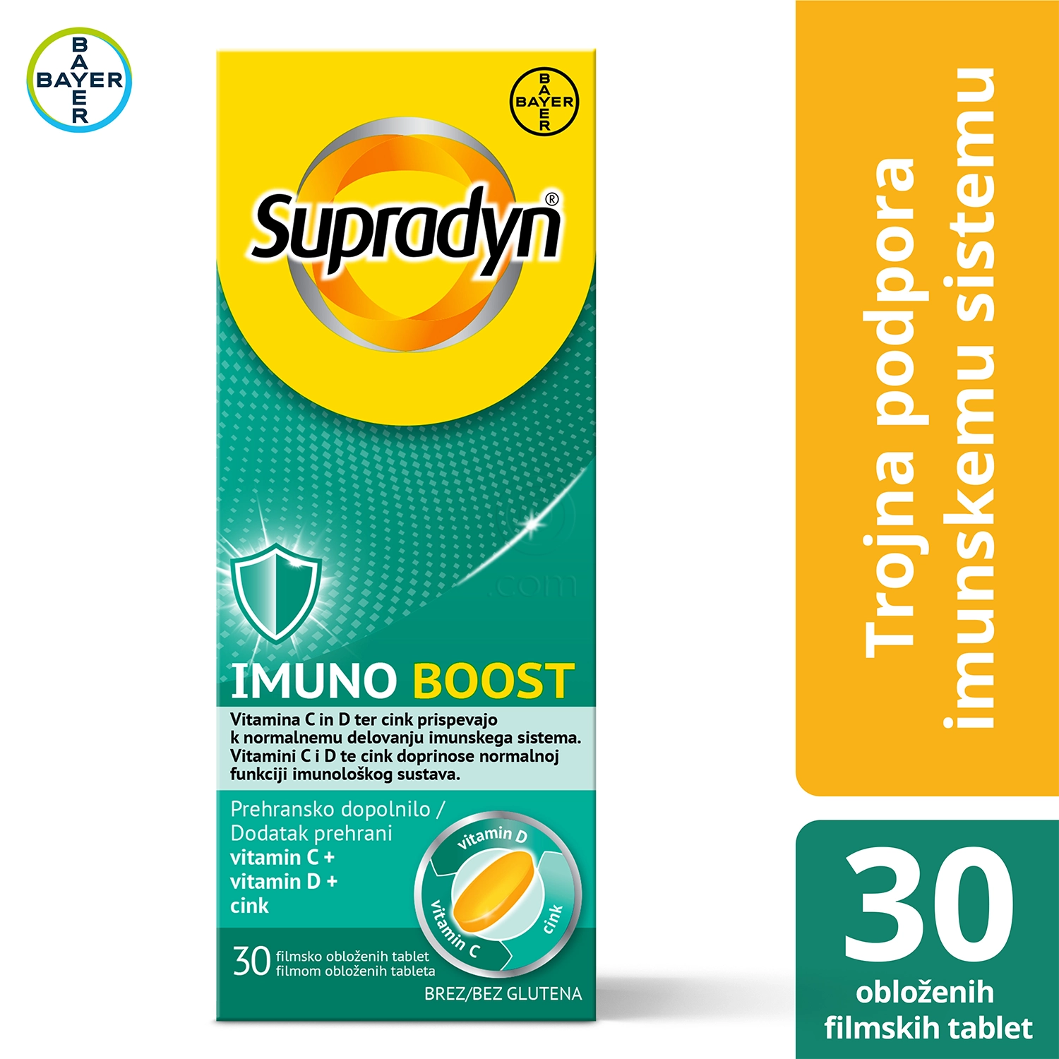 Supradyn Imuno Boost Vitamina C+D in Cink, filmsko obložene tablete (30 tablet)