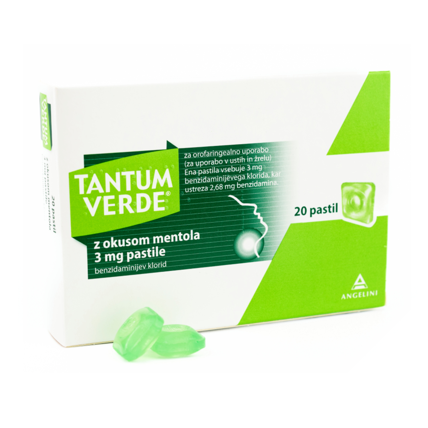 Tantum Verde z okusom mentola 3 mg, pastile (20 pastil)