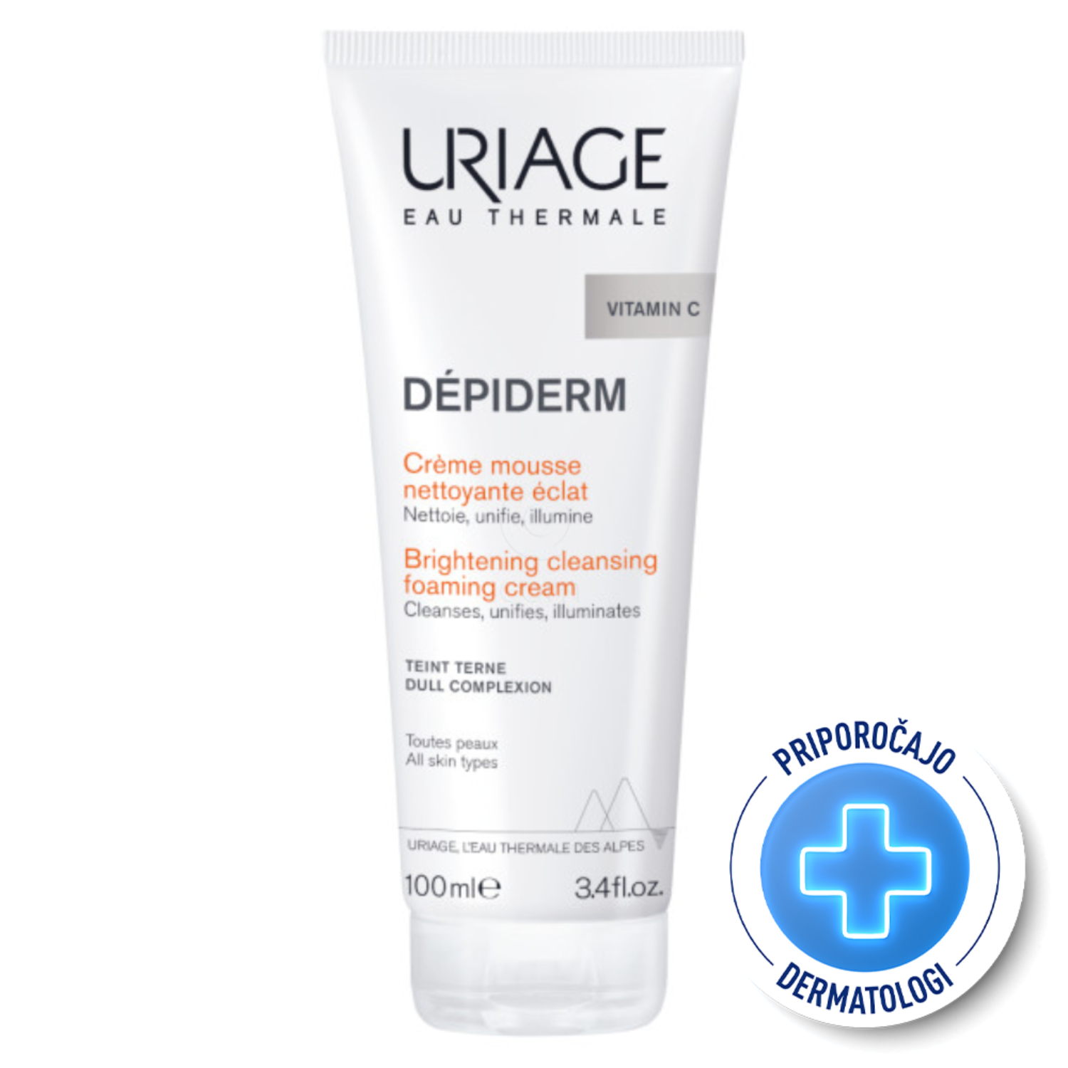 Uriage Depiderm, peneča krema za umivanje obraza za vse tipe kože (100 ml)