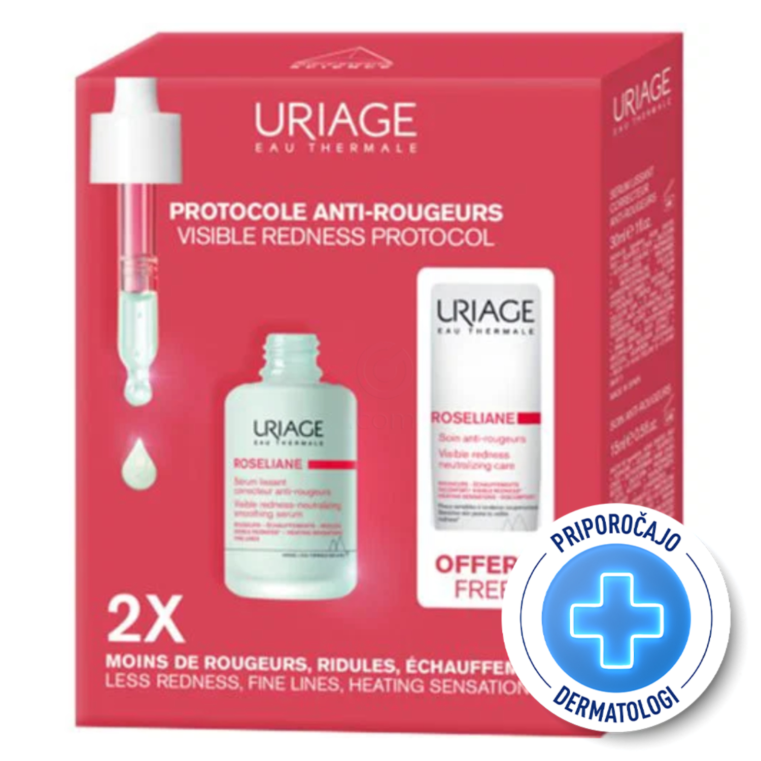 Uriage Roseliane, set za kožo nagnjeno k rdečici (30 ml + 15 ml)