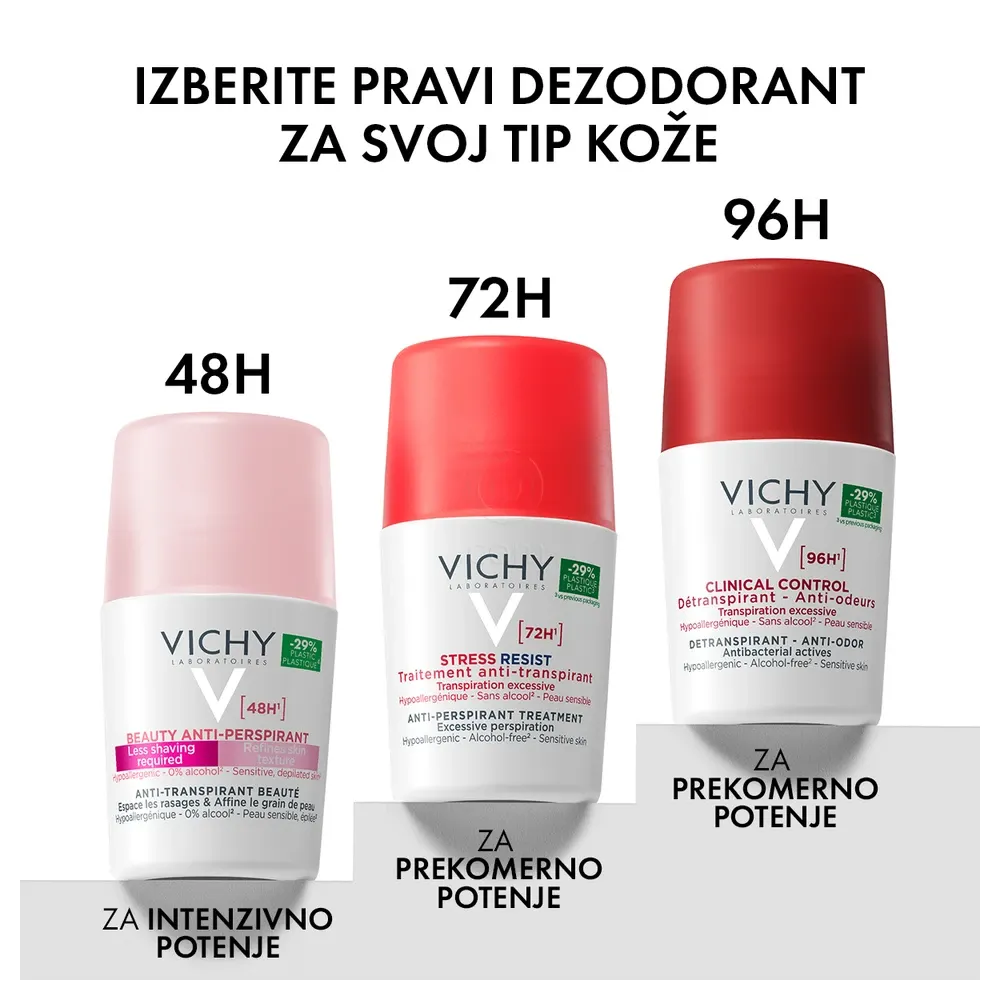 Vichy Beauty Antiperspirant, 48-urna deo zaščita proti potenju in vonjavam (50 ml)